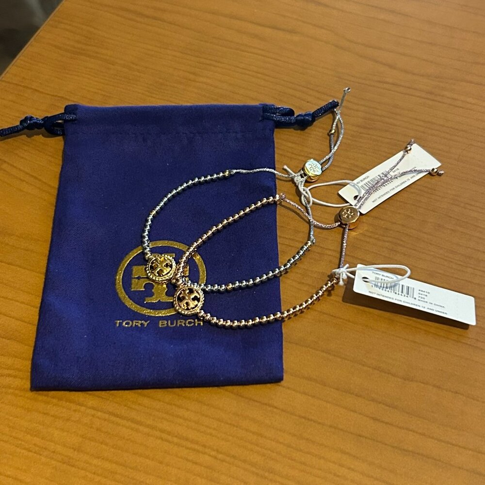 Tory Burch Adjustable Bracelets Silver & Rose Gold